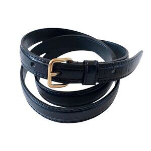 Miu Miu Blue Crinkled Patent Belt, Gold buckle,  Size 90/36"